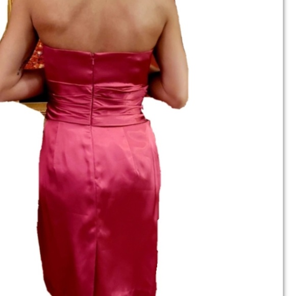 Lily Pulitzer Pink Satin Strapless Dress Sz 8 Ruffled Waisted Zip Closure - Picture 3 of 10